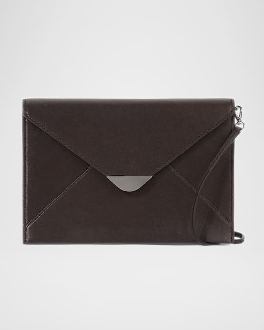 Marcella Envelope Flap Leather Clutch Bag