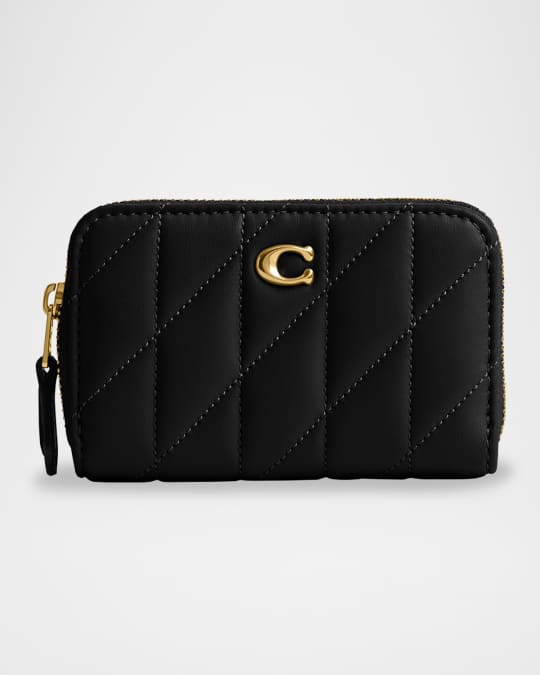 Zip Pillow Quilted Leather Card Case