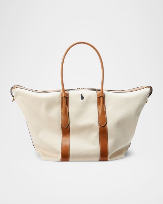 Vintage Polo Ralph Lauren Rugby Canvas Leather Tote Bag W 52
