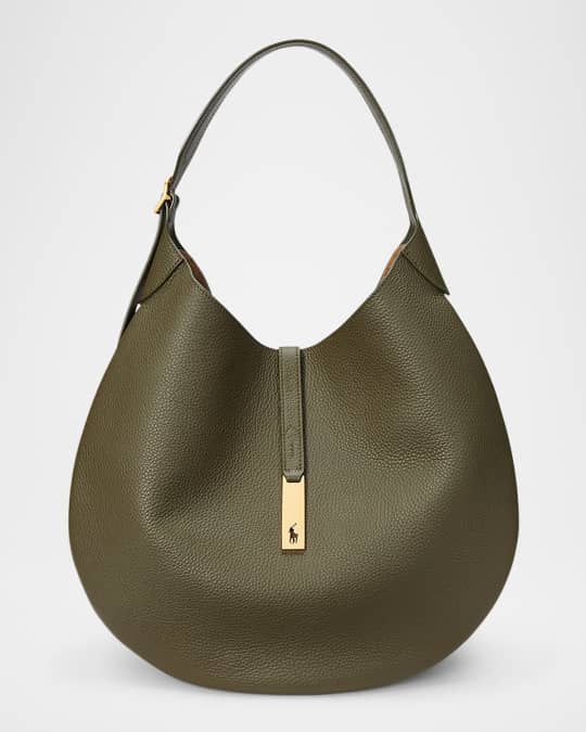 Polo Ralph Lauren Polo ID Medium Pebbled Leather Shoulder Bag