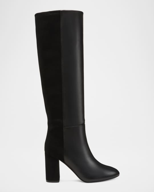Strut Mixed Leather Knee Boots