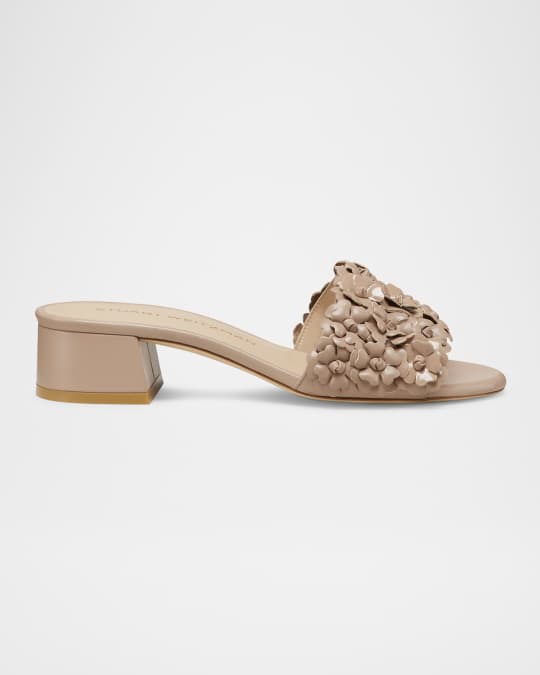 サンダル・ミュール Stuart Weitzman SS25 MEADOW SLIDE (SK177LQT XM4) Stuart Weitzman Meadow Flower Leather Slides | Neiman Marcus