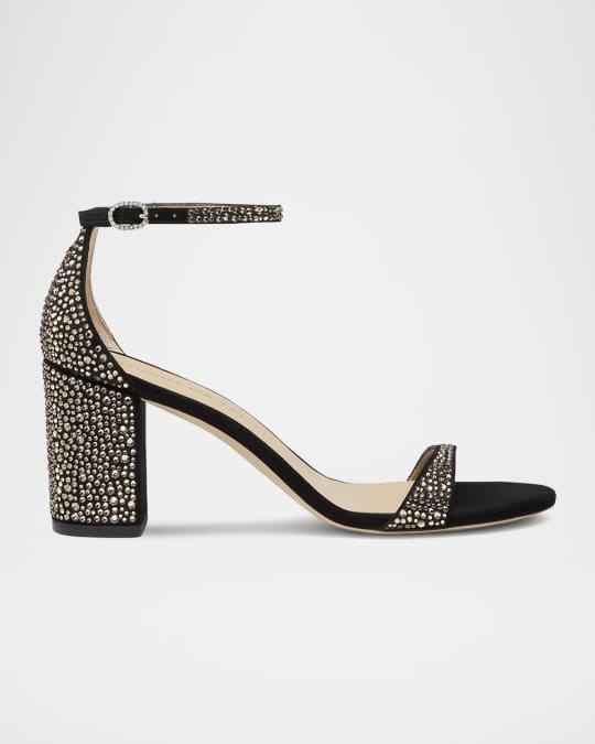 Nudist Embellished Block Ankle-Strap Sandals