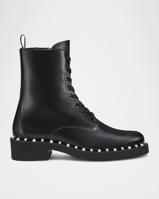 ミドルブーツ STUART WEITZMAN Women Boots SK037 REVERIE LACE UP BOOTIESMOB Stuart Weitzman Reverie Leather Lace-Up Booties | Neiman Marcus