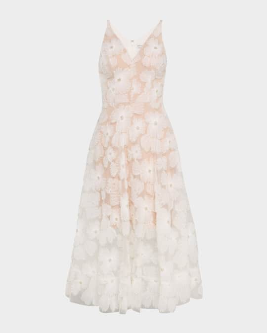 Blair Beaded Floral Applique Midi Dress
