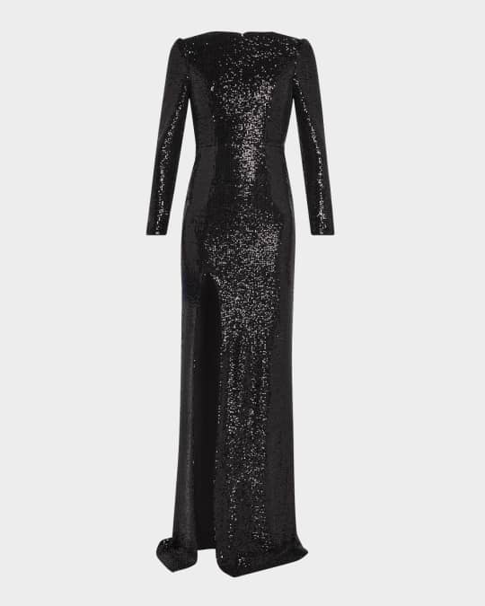 open lace back dress Harper Sequin Column Gown US8 / Gold
