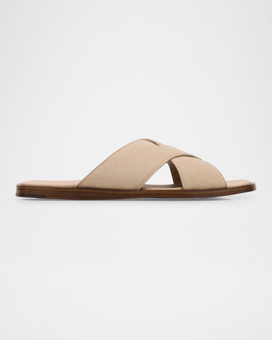 Zara Tan Suede Cross-Strap Slide Sandals ZARA Women main image 3