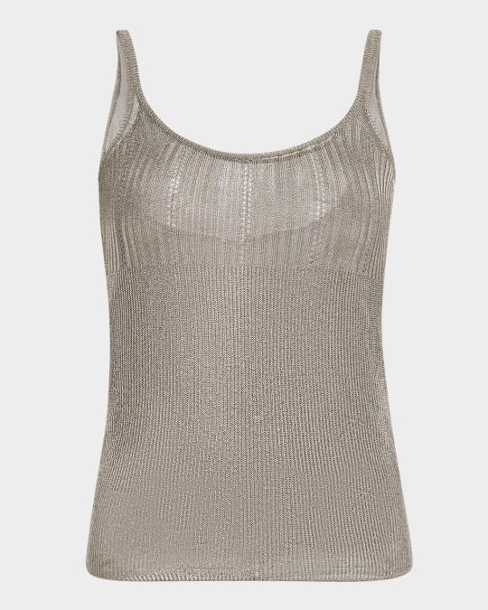 Adam Lippes Rue Metallic Rib Tank Top | Neiman Marcus
