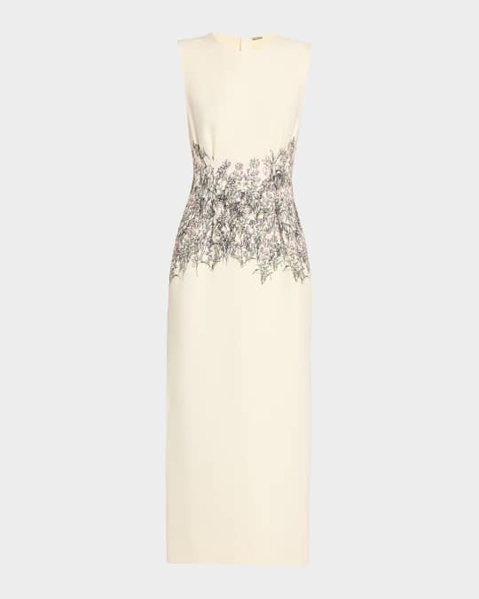 Ophelia Long Printed Wool Dress