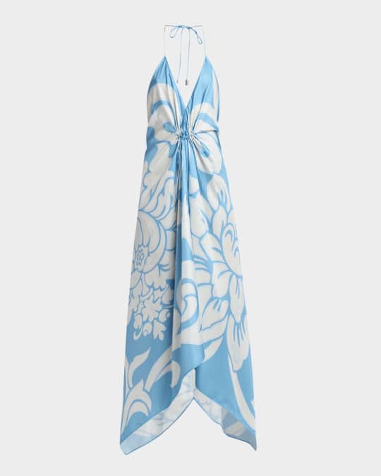 Summer Paisley Silk Twill Midi Dress