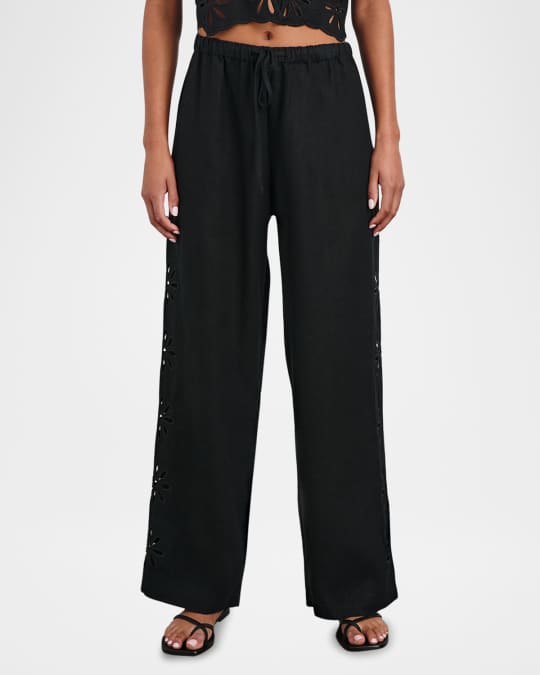 Emmie Eyelet Embroidered Drawstring Pants