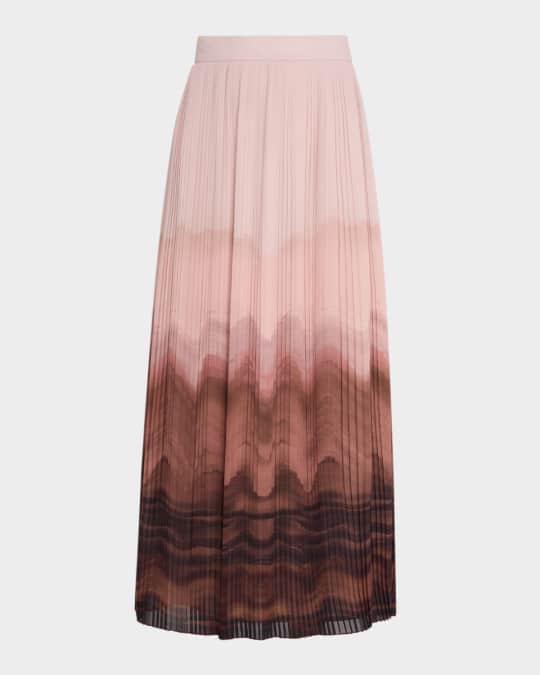 Ombré Pleated Midi Pull-On Skirt Co-Ord Set