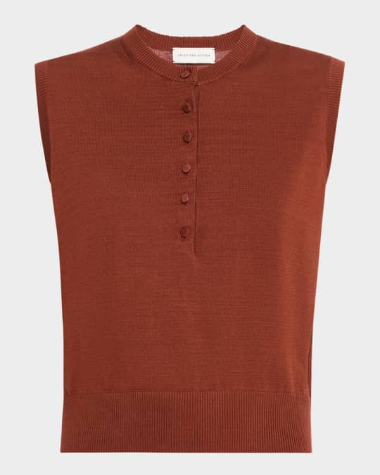 Dries Van Noten Togo Sleeveless Cotton Knit Top | Neiman Marcus Dries Van Noten Togo Sleeveless Cotton Knit Top | Neiman Marcus
