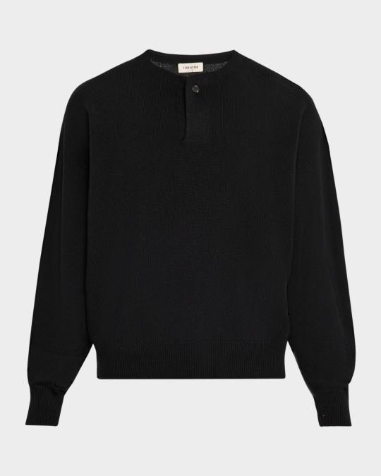 Fear of God Men's Fine Knit Henley Shirt | Neiman Marcus