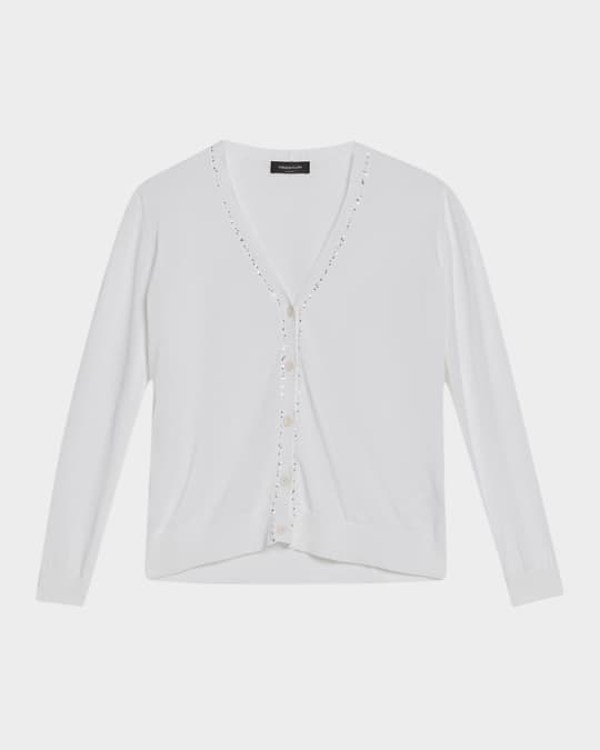 Oversized Sequin-Trim Cotton Cardigan