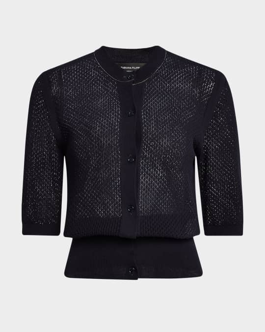Mesh-Knit Cotton Cardigan