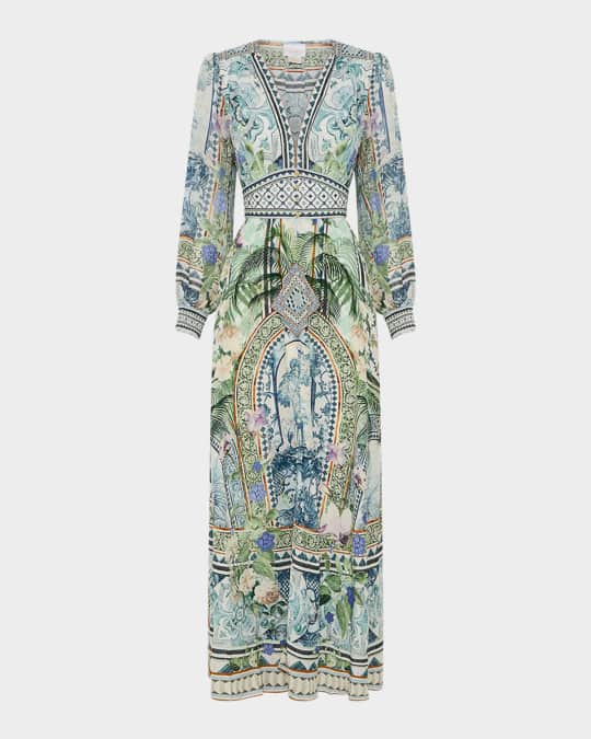 Jardim Party Button-Front Dress with Shaped Waistband