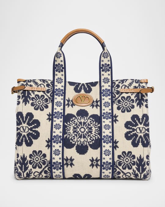 Antibes Jacquard Flower Canvas Tote Bag