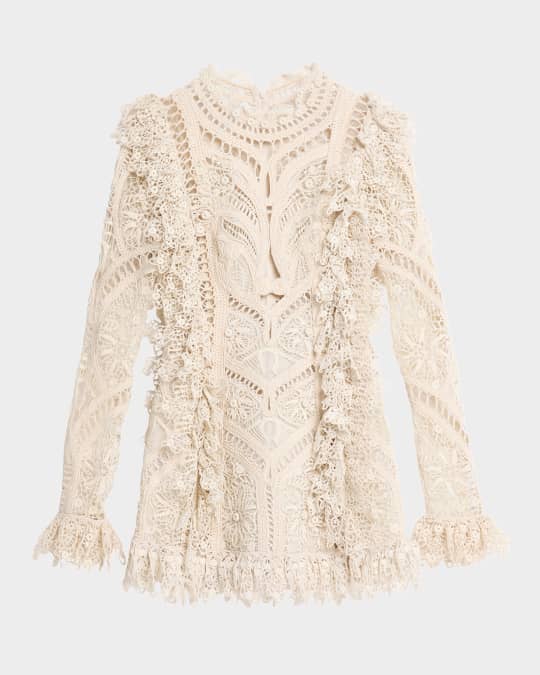 embroidered cornelli tape woven dress Elodie Wrap Dress main image 1