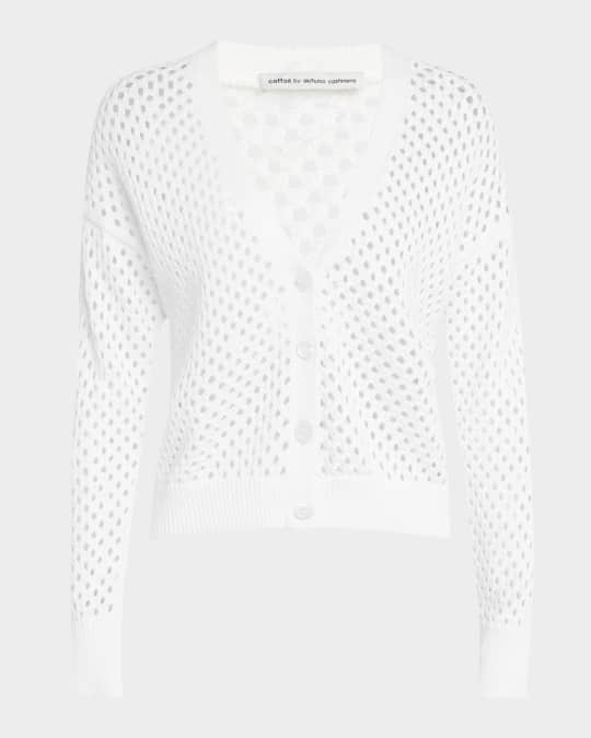 Button-Down Mesh Knit Cardigan