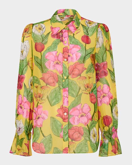 Lacey Lightweight Floral-Print Blouse
