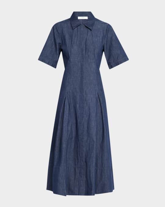 Vince Short-Sleeve Denim Shirtdress | Neiman Marcus