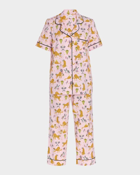 Printed Organic Cotton Jersey Crop Pajama Set