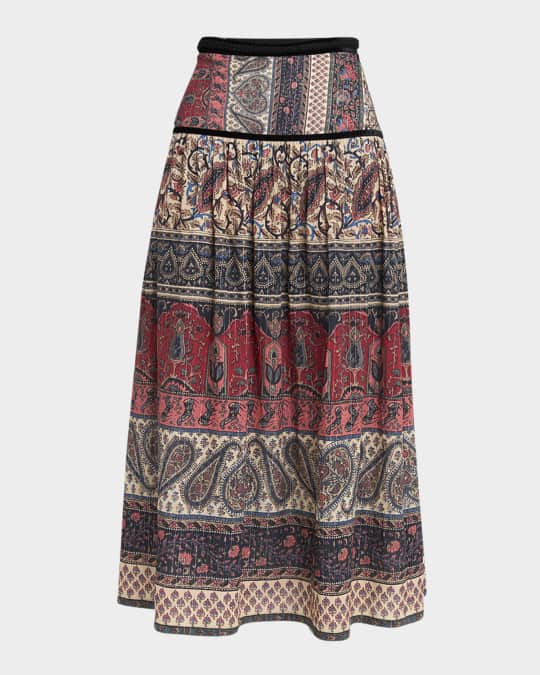 Heart Voyage Lame Flounce Midi Skirt