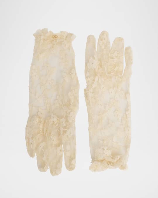 Valentino Garavani Floral Lace Nylon Blend Gloves | Neiman