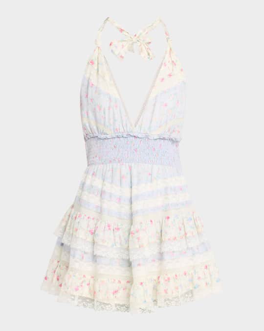 LoveShackFancy Prim Halter Mini Dress | Neiman Marcus