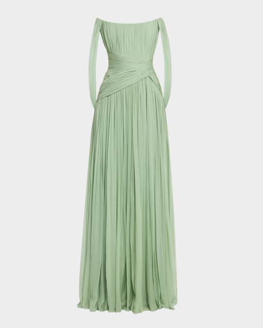 pamella roland green dress Pamella Roland Breaded Emerald Evening Gown