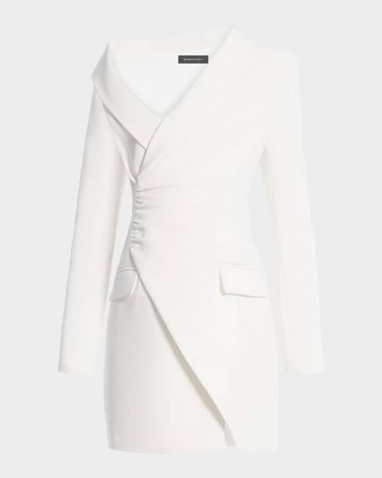 BCBGMAXAZRIA Ruched One-Shoulder Blazer Mini Dress | Neiman Marcus