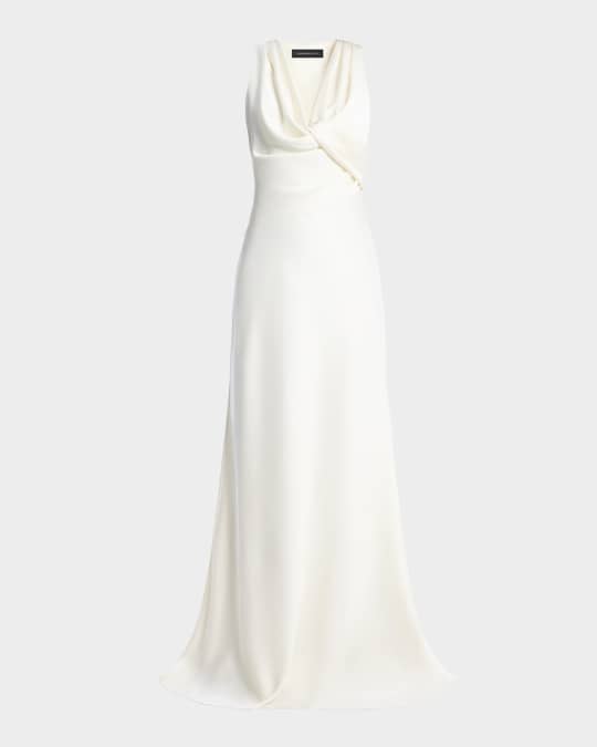 sachin and babi light blue dress BCBGMAXAZRIA Feathered Evening Dress in Off White
