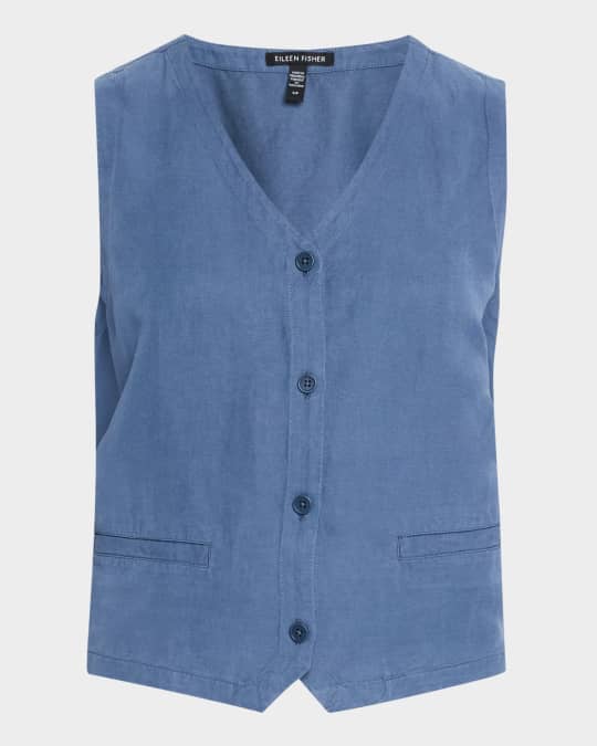 Linen-Silk Twill Vest