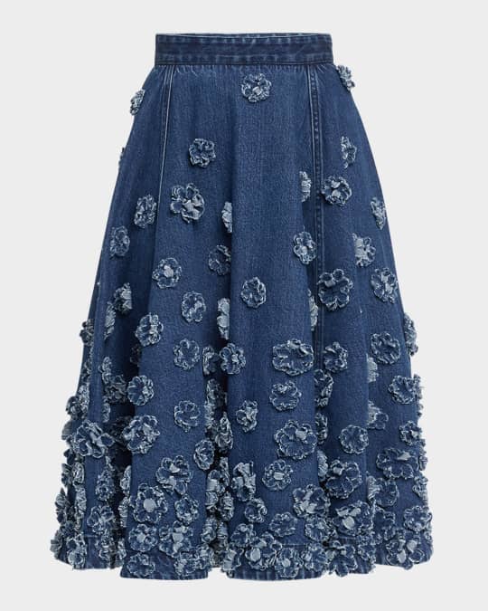 Michael Kors Collection Floral Hand Embroidered Denim Circle Skirt | Neiman  Marcus
