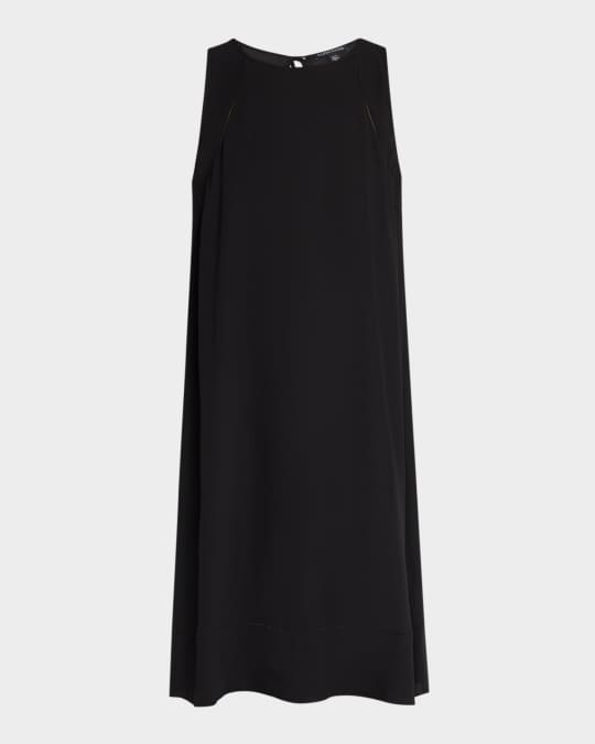 Eileen Fisher Sleeveless Silk Georgette Crepe Midi Dress | Neiman Marcus