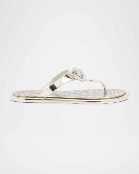 Gianni Medusa Rubber Ribbon Thong Sandals