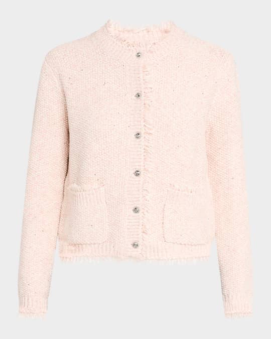 Emorie Fringe-Trim Tweed Knit Jacket