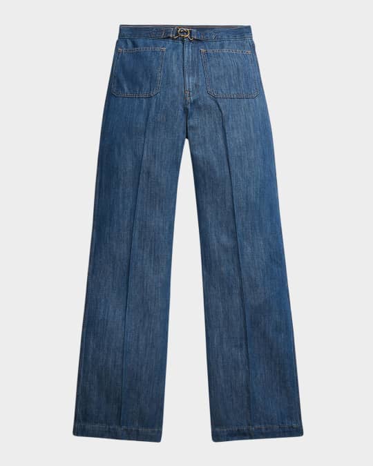 Polo Ralph Lauren Wide-Leg Flare Denim Jeans | Neiman Marcus