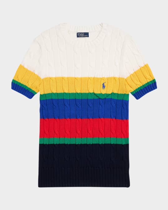 Striped Cable Short-Sleeve Top