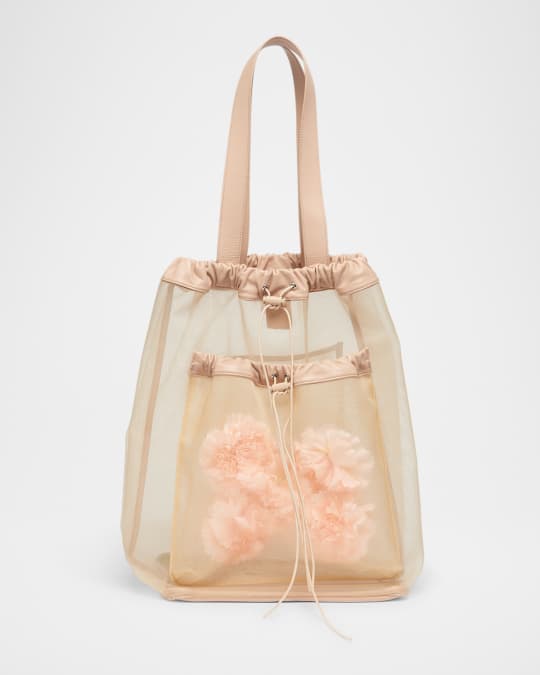 【関税込み】Mini Sheer Stuffed Shopper Bag - Simone Rocha - Simone Rocha Sheer Stuffed Carnation Pocket Tote Bag