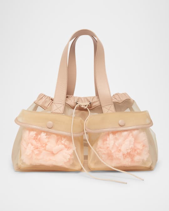 Simone Rocha Mini Sheer Stuffed Carnation Drawstring Top-Handle