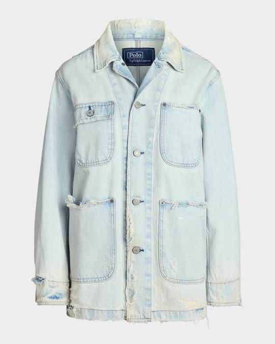 Distressed Denim Utility Jacket