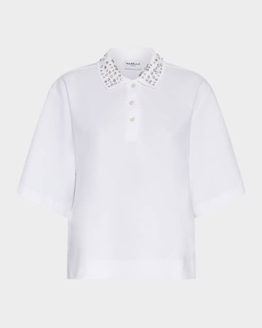 Gonzaga Embellished Short-Sleeve Polo Top