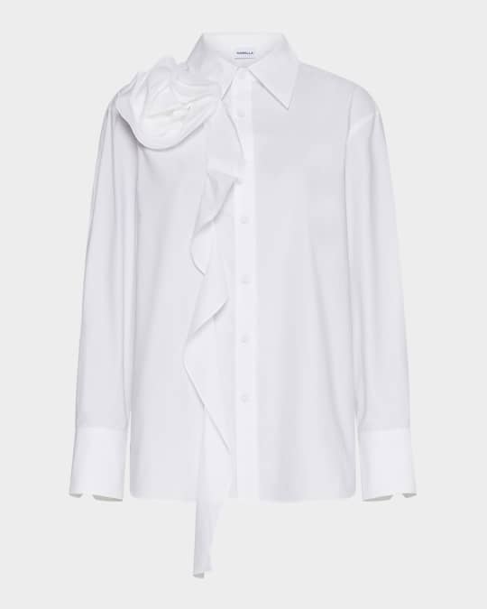 Ketch Rosette Ruffled Poplin Shirt 