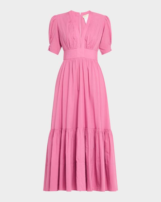 vanessa bruno cotton dress Vanessa Bruno Estrella Pintuck Lace-Trim Cotton Midi Dress