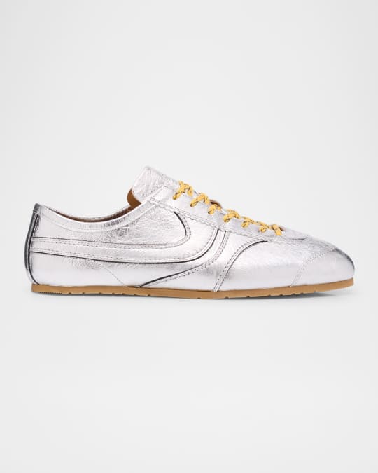 Dries Van Noten Men's Metallic Leather Low-Top Sneakers | Neiman