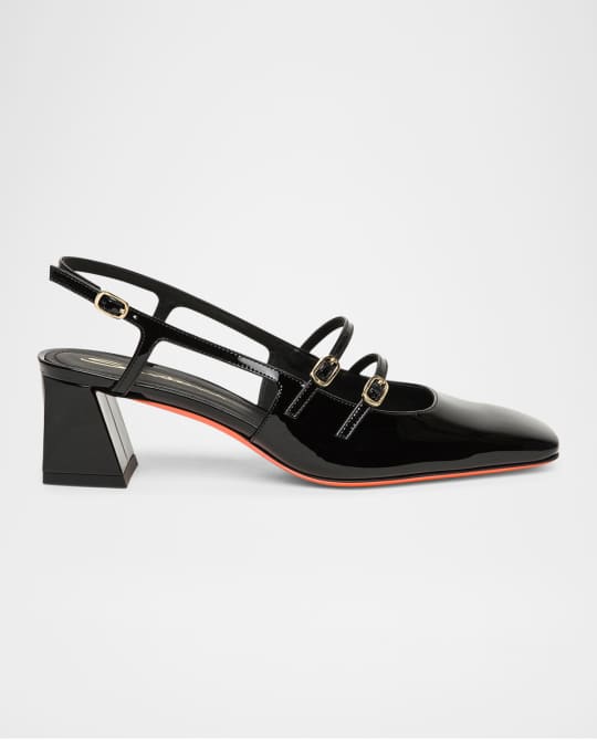 Aurora Buckle Ankle-Strap Patent Leather Pumps