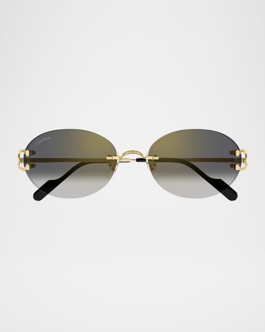 Cartier Rimless Metal Round Sunglasses | Neiman Marcus