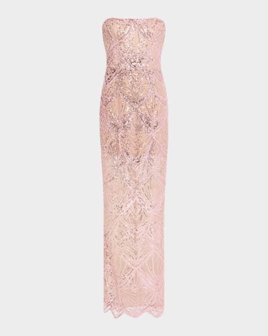 Bronx and Banco Giselle Strapless Bead & Sequin Column Gown | Neiman Marcus